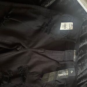 Express Men's Charcoal Distressed Skinny Jeans